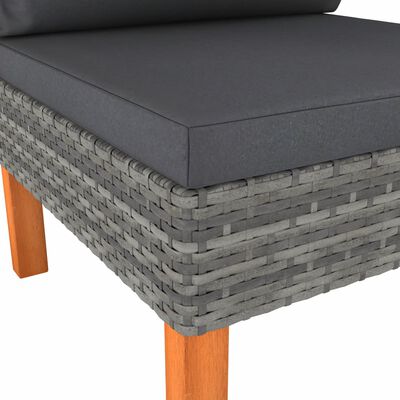 vidaXL Middle Sofa Poly Rattan and Solid Eucalyptus Wood