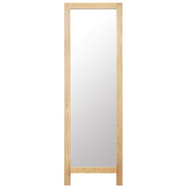 vidaXL Freestanding Mirror Natural Oak Brown Solid Oak Wood, Glass
