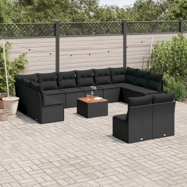 vidaXL Garden Sofa Set Black