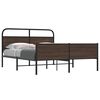 vidaXL Bed Frame Brown Oak Steel, Engineered Wood 63x79 in Bed Frame