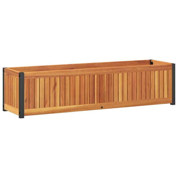 vidaXL Garden Planter 43.3"x11.8"x10.8" Solid Wood Acacia and Steel