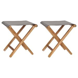 vidaXL Folding Chair Set of 2 Dark Grey, Teak