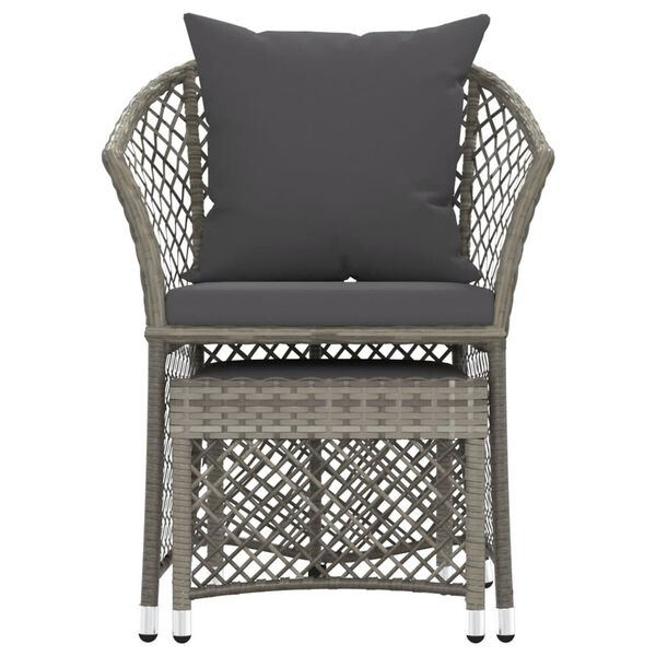 vidaXL Garden Lounge Set Grey PE rattan, steel Small Garden Lounge Set