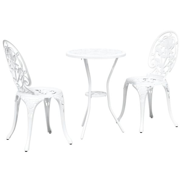 vidaXL Garden Bistro Set 3 pcs White Aluminium