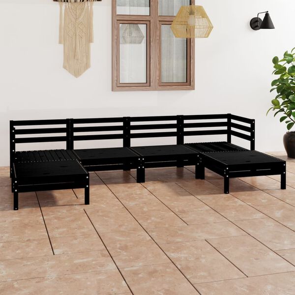 vidaXL Garden Lounge Set Black Solid pinewood Large Modular Rustic