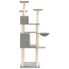 vidaXL Cat Tree Light Grey Engineered wood, plush, sisal Large Durable