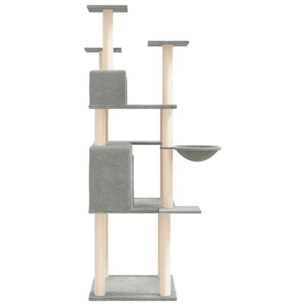 vidaXL Cat Tree Light Grey Engineered wood, plush, sisal Large Durable