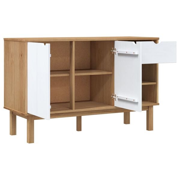 vidaXL Sideboard Brown and white Solid pine wood, engineered wood Medium
