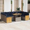 vidaXL 10 Piece Patio Sofa Set with Cushions Gray Poly Rattan Acacia