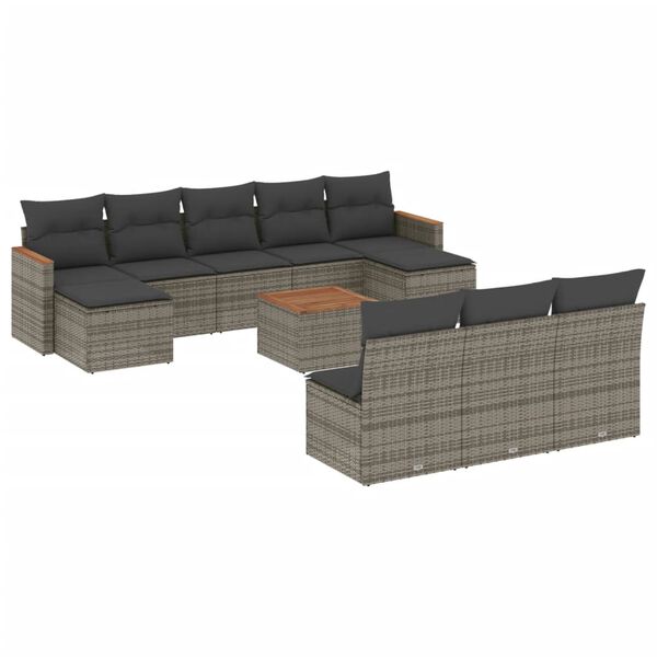 vidaXL Garden Sofa Set Grey PE rattan Large Modular Garden Sofa Set