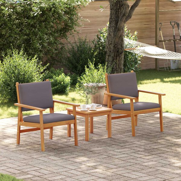 vidaXL Garden Chair with Cushion 2 pcs Brown Solid Acacia wood