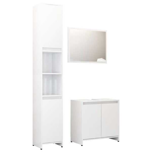 vidaXL Bathroom Furniture Set High gloss white Engineered wood Medium
