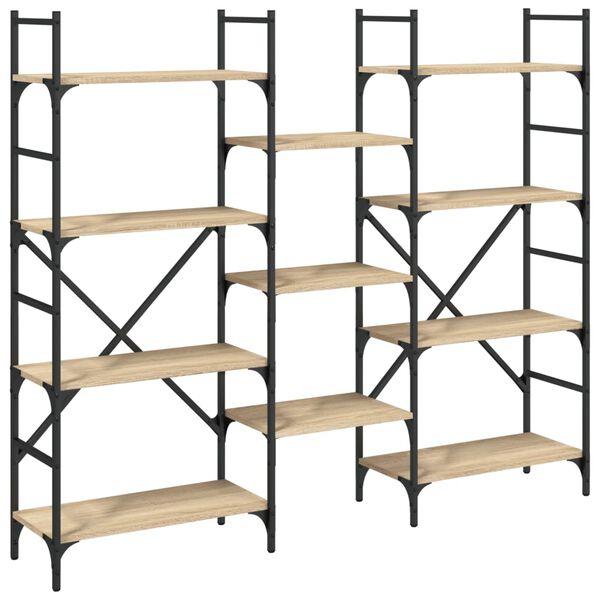 vidaXL Bookshelf Sonoma oak Engineered wood, powder-coated steel Tall