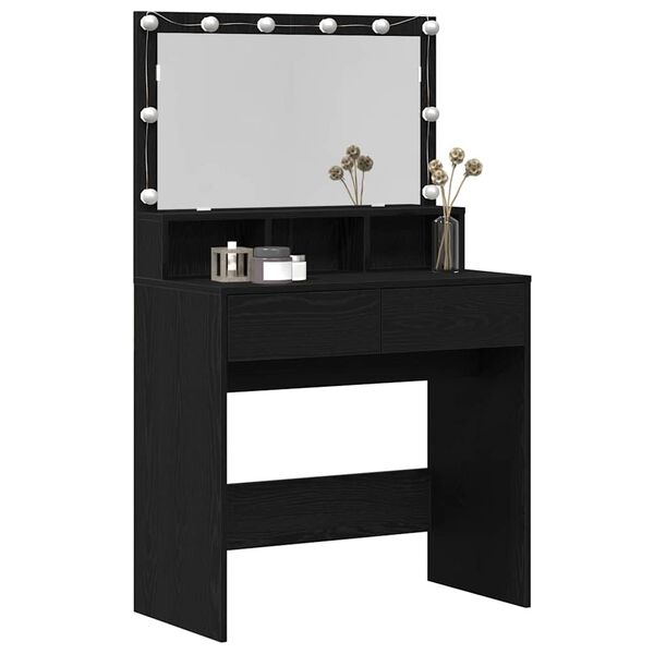 vidaXL Dressing Table with Drawer Black Oak 31.50 x 16.14 x 52.95 in