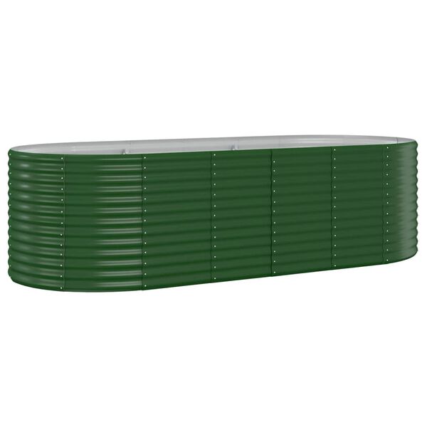 vidaXL Patio Raised Bed Galvanized Steel 249x100 x 26.8 " Green
