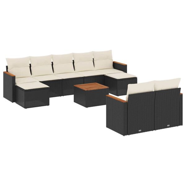 vidaXL Garden Sofa Set Black, Cream white