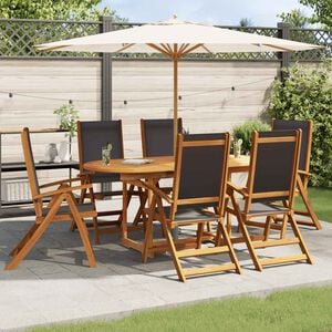 vidaXL Garden Dining Set Natural wood and black Solid acacia wood Large