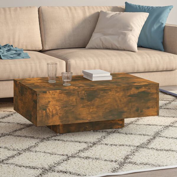 vidaXL Coffee Table Smoked Oak Engineered Wood 33.5 x 21.7 x 12.2 in