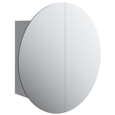 vidaXL Bathroom Cabinet with Round Mirror&LED Gray 18.5"x18.5"x6.9"