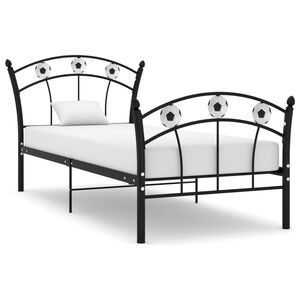vidaXL Bed Frame Black Powder-coated metal Twin Durable Bed Frame