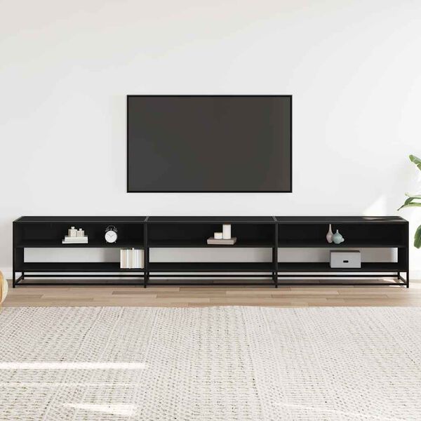 vidaXL TV Cabinet Black Engineered wood, metal Large TV Cabinet