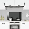 vidaXL Kitchen Backsplash Black 35.4"x19.7" Tempered Glass