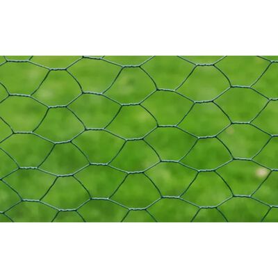 vidaXL Mesh Fence Galvanized Steel Hexagon 3.3'x82' Dark Green