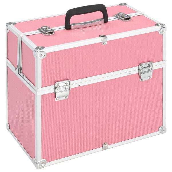 vidaXL Make-up Case 15.0x9.1x13.4" Pink Aluminium