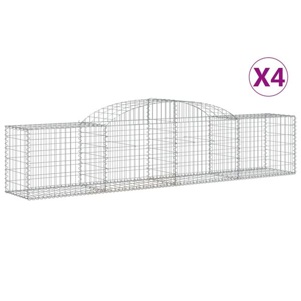 vidaXL Gabion Basket Set of 4 Silver Galvanized iron Large Rugged