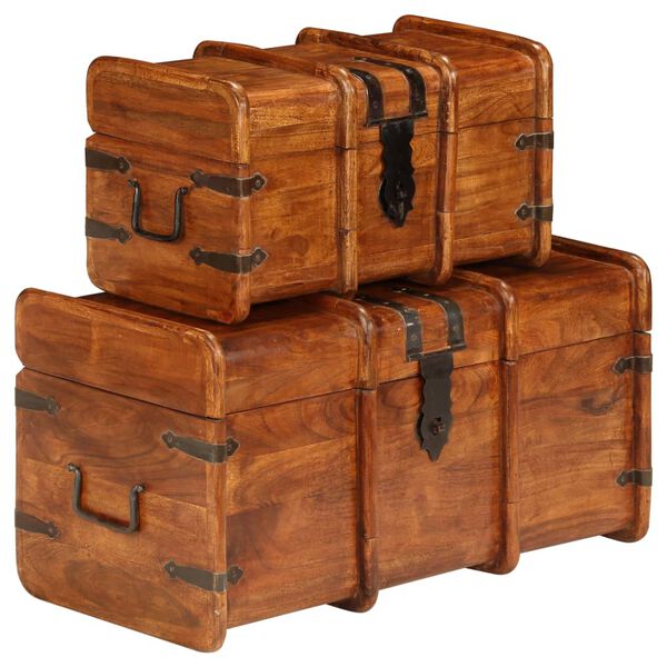 vidaXL Treasure Chest Honey finish Solid Acacia wood Large and Small