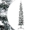 vidaXL Slim Artificial Half Christmas Tree Green and white PVC, Steel