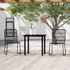 vidaXL Dining Set Black Powder-coated steel, glass, PE rattan