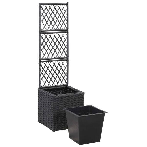 vidaXL Raised Bed Black Poly Rattan, Plastic 11.8 x 11.8 x 42.1 in