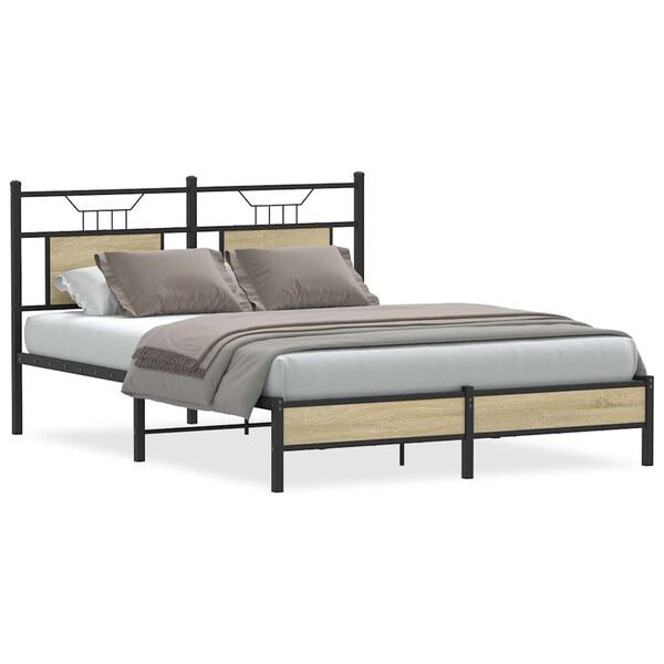 vidaXL Bed Frame Sonoma Oak Engineered Wood Full Bed Frame Rectangular