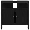 vidaXL Bathroom Furniture Set with Shelf 2 pcs Black Engineered wood