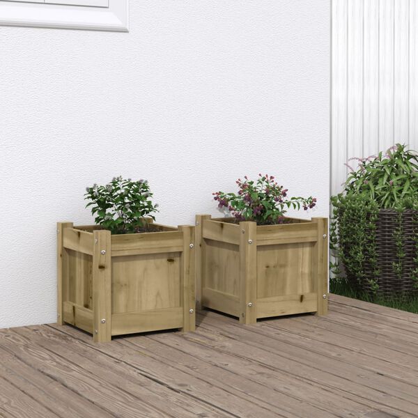 vidaXL Garden Planter Set of 2 Natural wood Vacuum-pressure treated pine