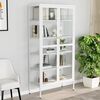vidaXL Display Cabinet White Steel, Tempered Glass Large Display Cabinet