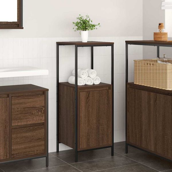 vidaXL Bathroom Cabinet Brown Oak Engineered wood, steel Adjustable Feet