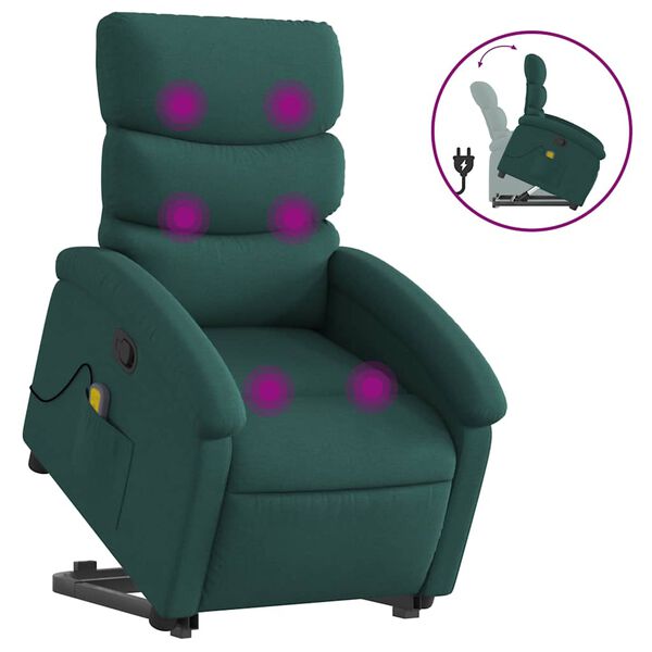 vidaXL Stand Up Massage Recliner Chair Dark Green