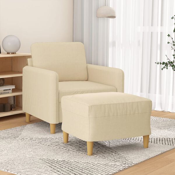 vidaXL Sofa Chair With Footstool Cream