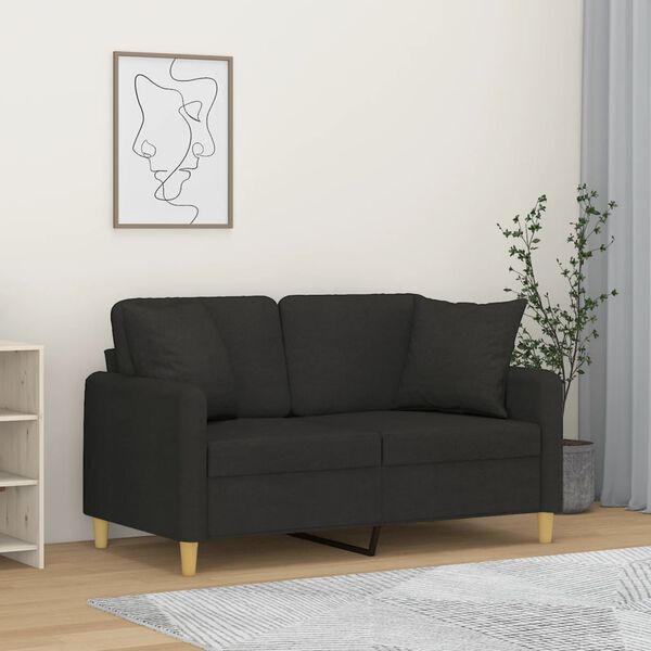 vidaXL 2-seater Sofa Black Fabric (100% polyester) 2-seater