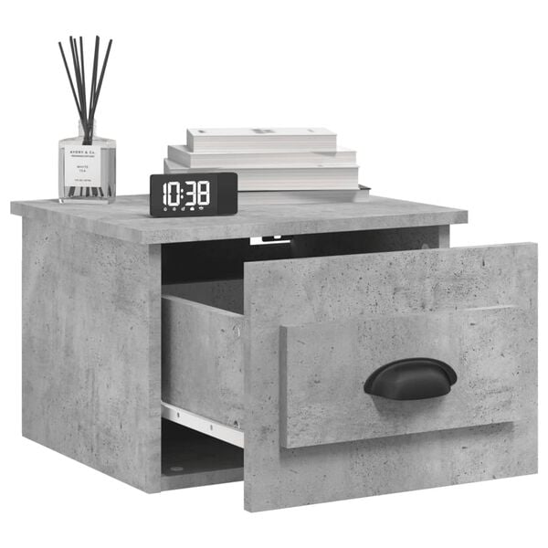 vidaXL Wall-mounted Bedside Cabinet Concrete Grey Engineered wood