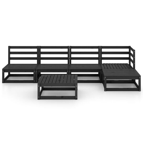 vidaXL Garden Lounge Set Black Solid Pine Wood Medium Modular