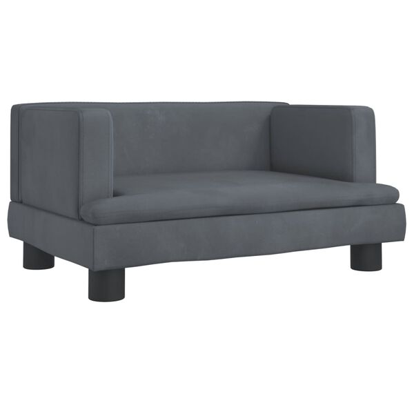 vidaXL Kids Sofa Dark Grey Velvet, solid pine wood, plastic Mini