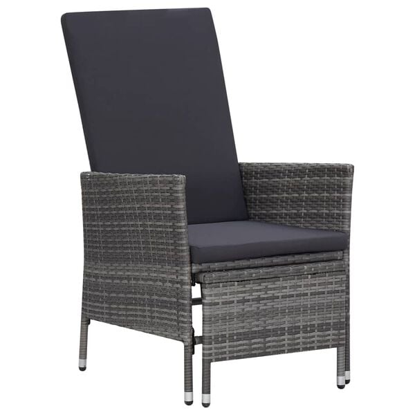 vidaXL Garden Furniture Set Gray PE rattan, powder-coated steel, polyester