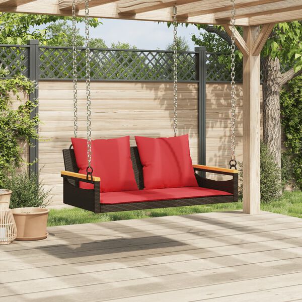 vidaXL Patio Swing Bench Brown, Red
