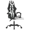 vidaXL Gaming Chair with Footrest Black and White Faux Leather