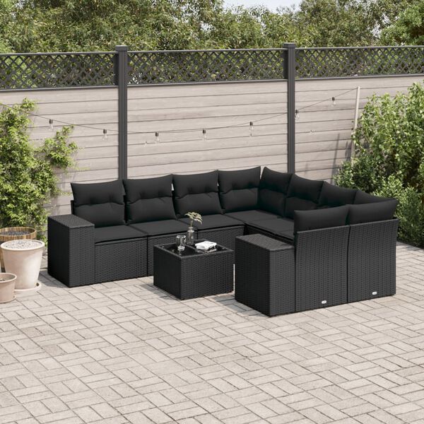 vidaXL Garden Sofa Set Black