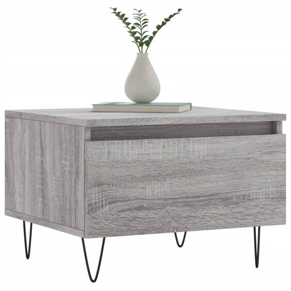 vidaXL Coffee Table Set of 2 Grey Sonoma Engineered Wood, Metal Medium