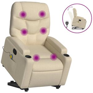 vidaXL Stand Up Massage Recliner Chair Cream